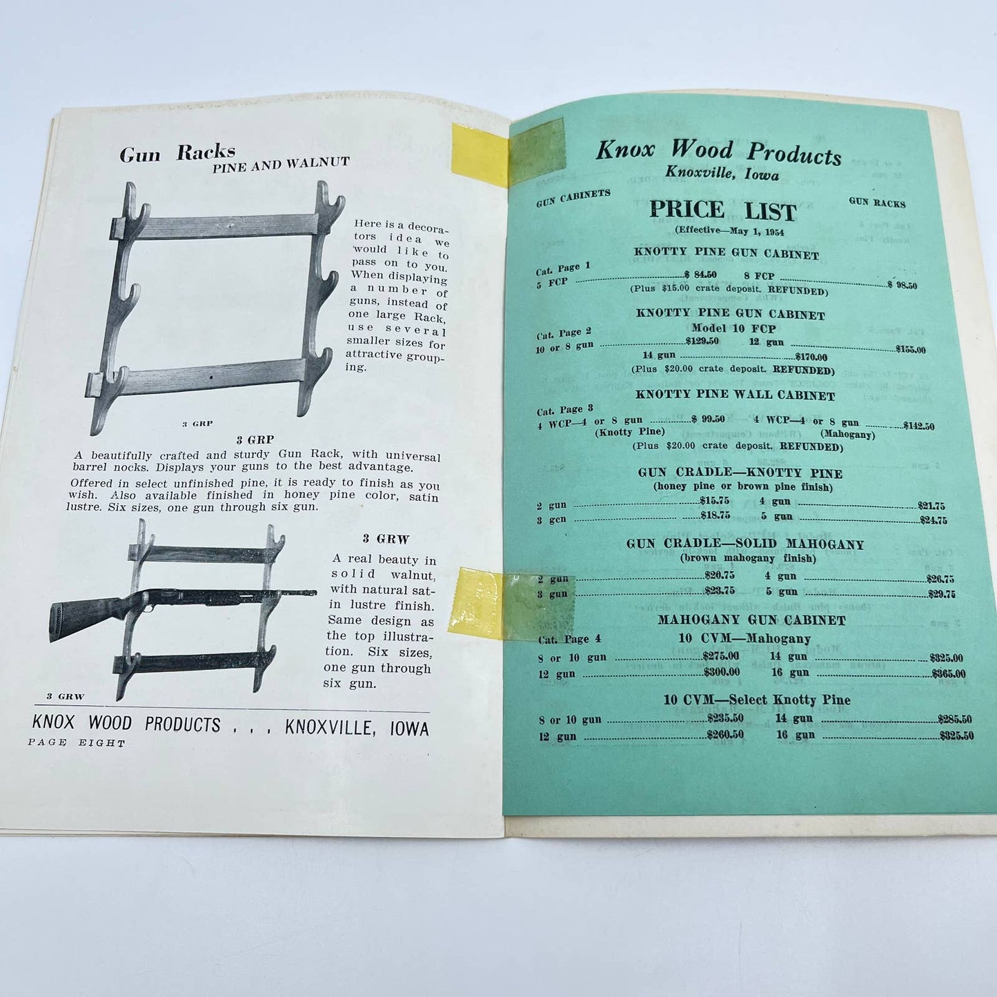 Vintage Gun Cabinets & Racks Catalog Knox Wood Products Knoxville IA TE7