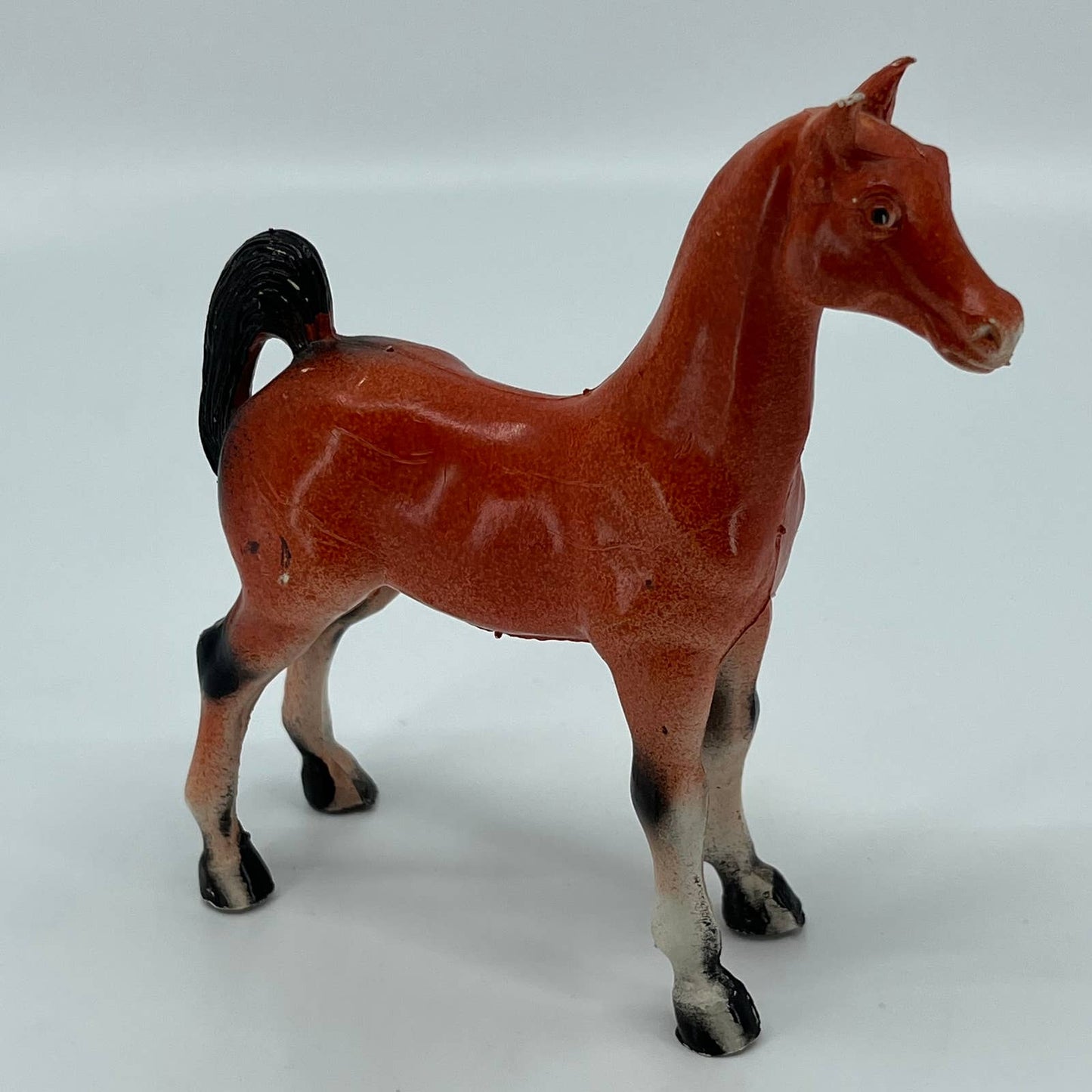 Vintage 1975 Rubber  Imperial Thoroughbred Horse Figurine White Stocking SA2