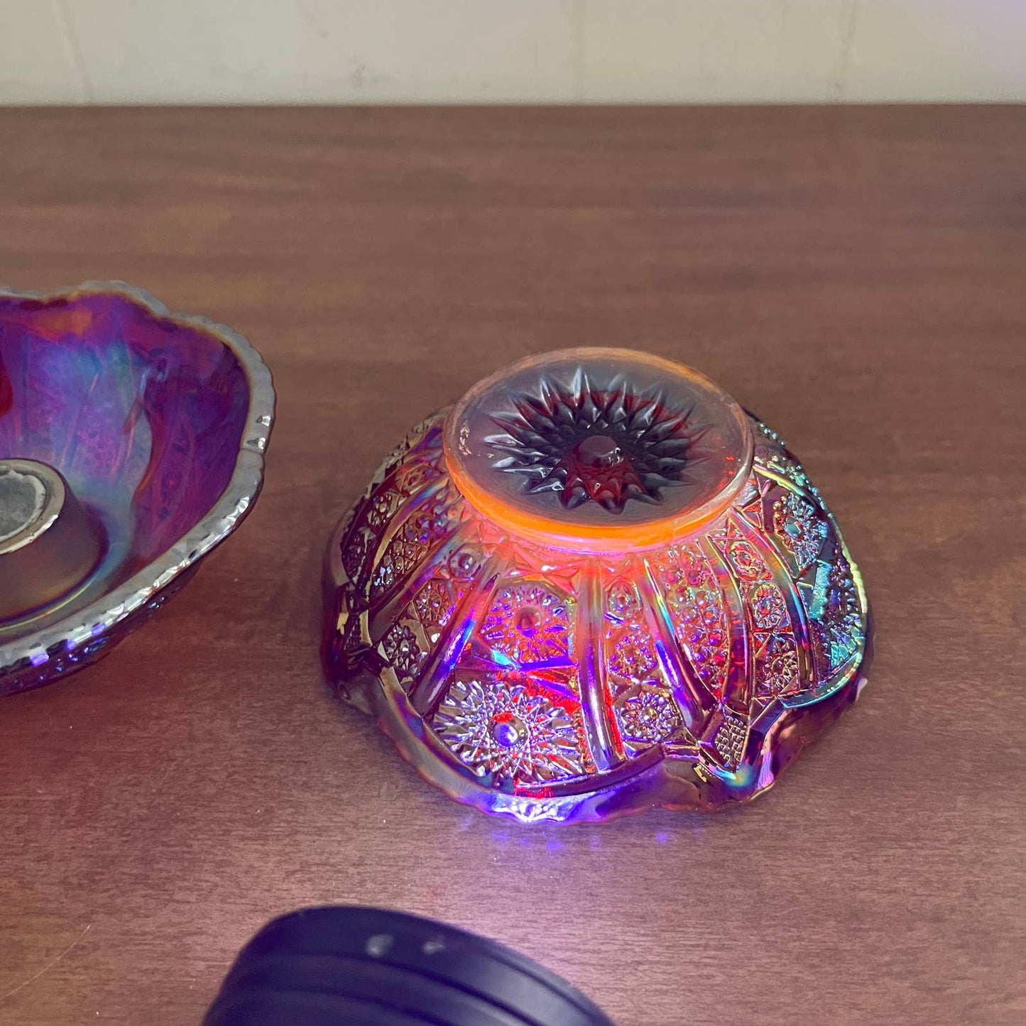Vintage Carnival Glass Sunset Candle Holders - Set of 2 - 4.5” TB2