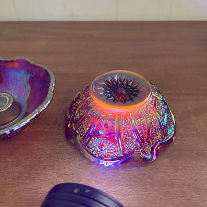 Vintage Carnival Glass Sunset Candle Holders - Set of 2 - 4.5” TB2
