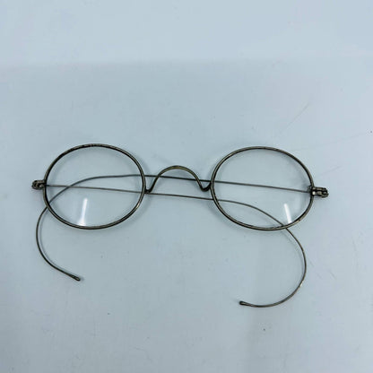 Antique 1800s Eyeglasses Aluminum Oval Frame Cable Arms SB8-2