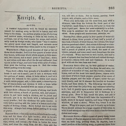 1861 Original Recipes (Receipts) Soups, Sandwiches Godey's Lady's Book D4-5