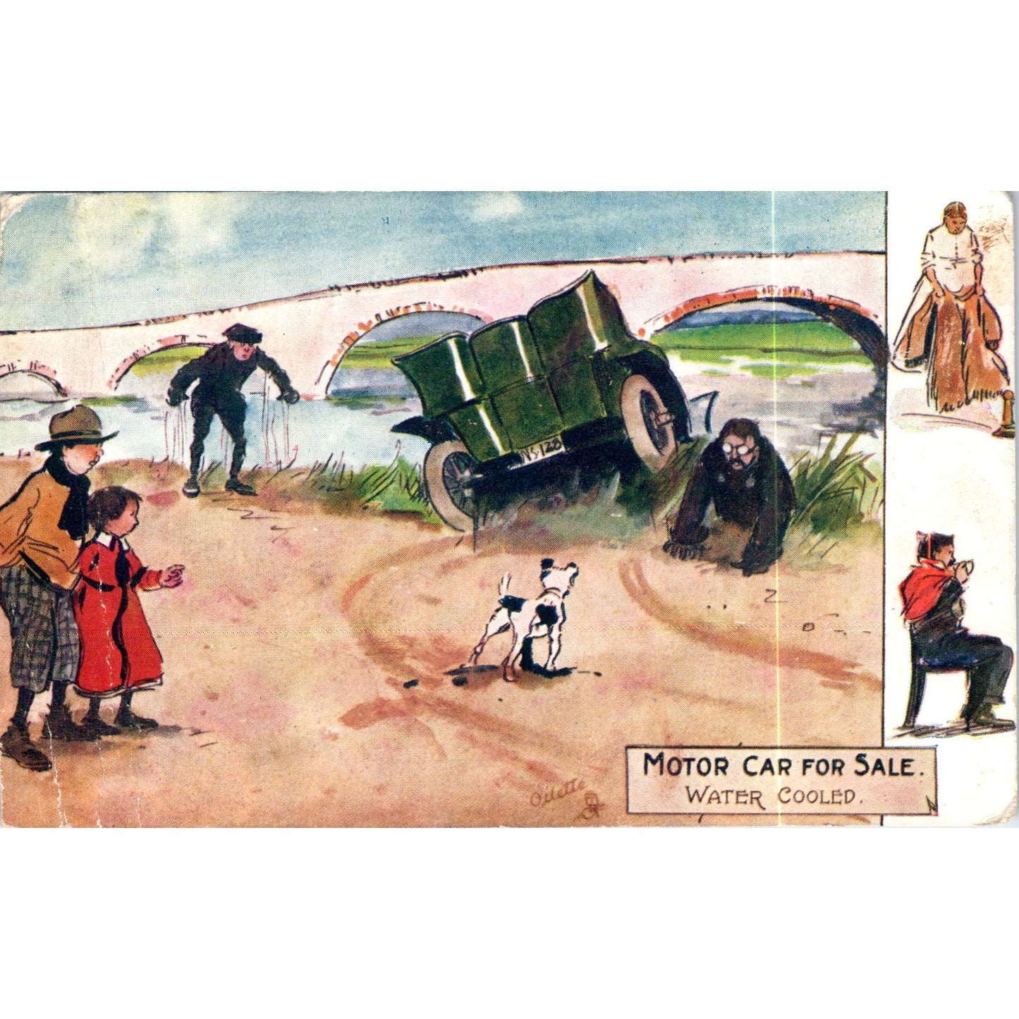 Motor Car For Sale Humor 1905 Raphael Tuck Oilette Original Postcard P3-2