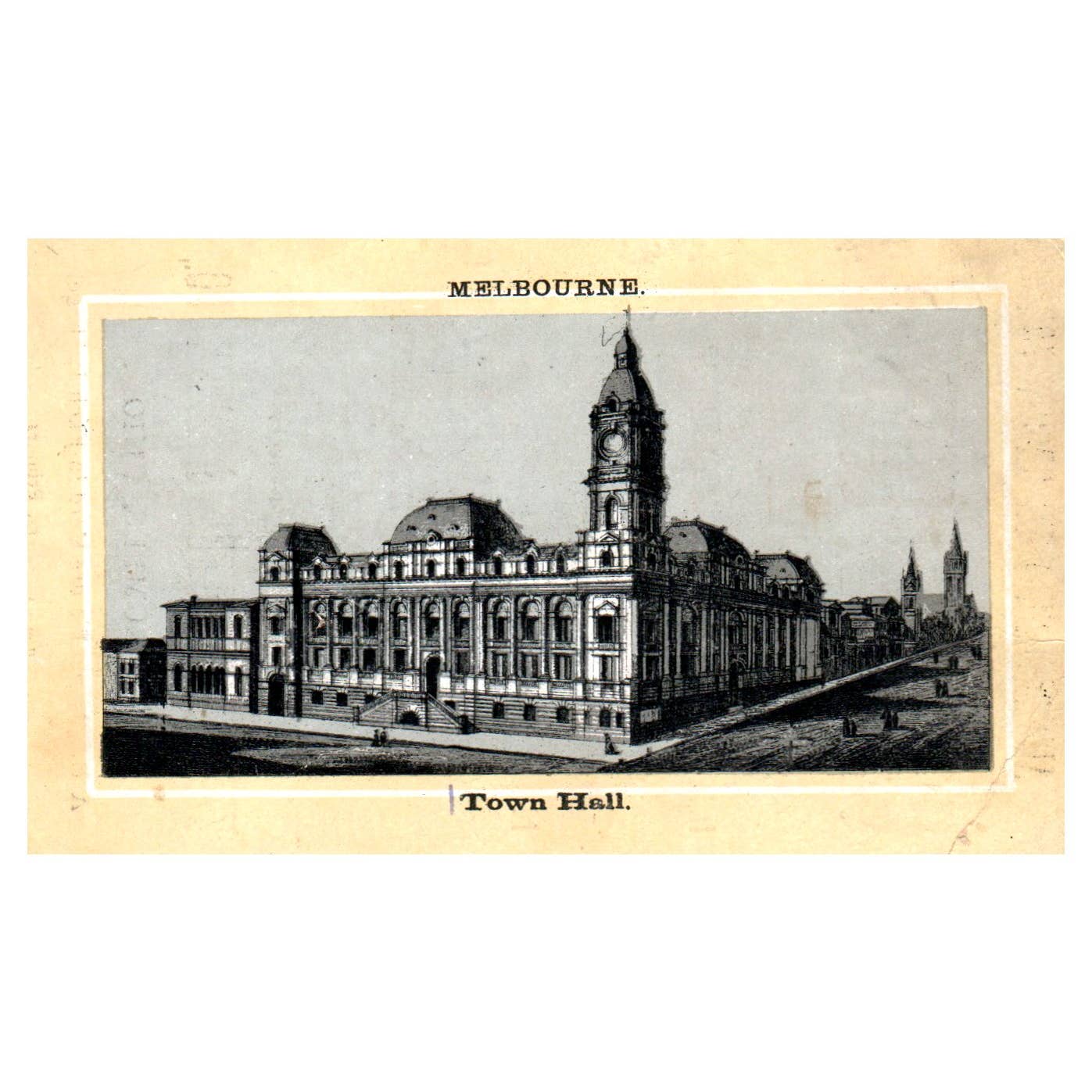 Melbourne Town Hall - Capitol Coffee - 1880s Victorian Trade Card TJ8-3