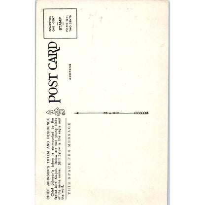 Chief Johnson Residence and Totem Ka-Juk Alaska Original Postcard TK1-30