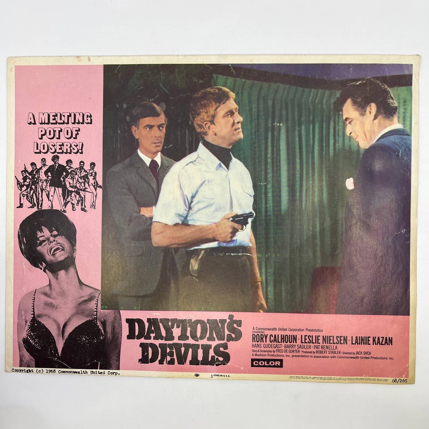 DAYTON'S DEVILS Lobby Card Rory Calhoun Leslie Nielsen Lainie Kazan 1968 FL5