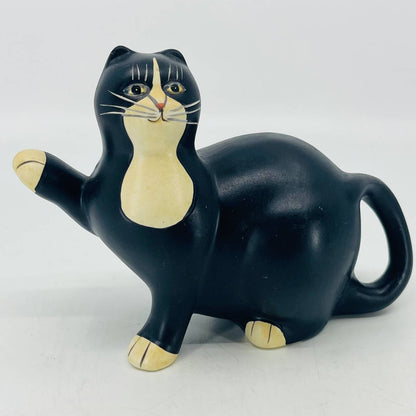 Sakura Cat Cream Pitcher Warren Kimble Ceramic Tuxedo Feline Hand Painted 7" TC4