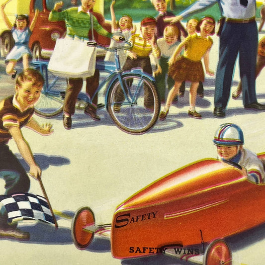 Vintage Kitschy Litho Print Safety Wins Soap Box Derby Beagle By Art Frahm AC3