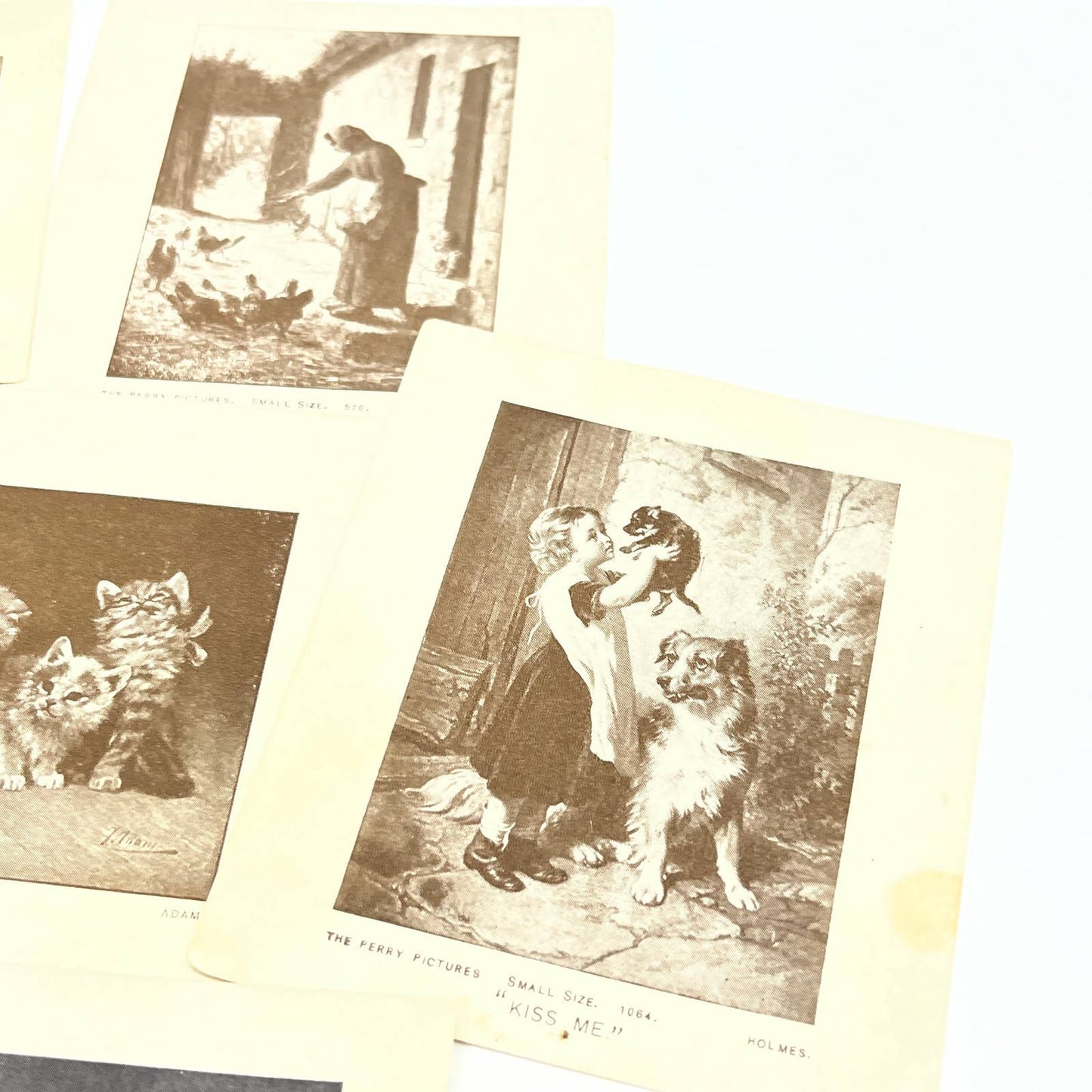 1920s The Perry Pictures Small Size Lot of 7 Dog and Cat Kitten Prints AC2