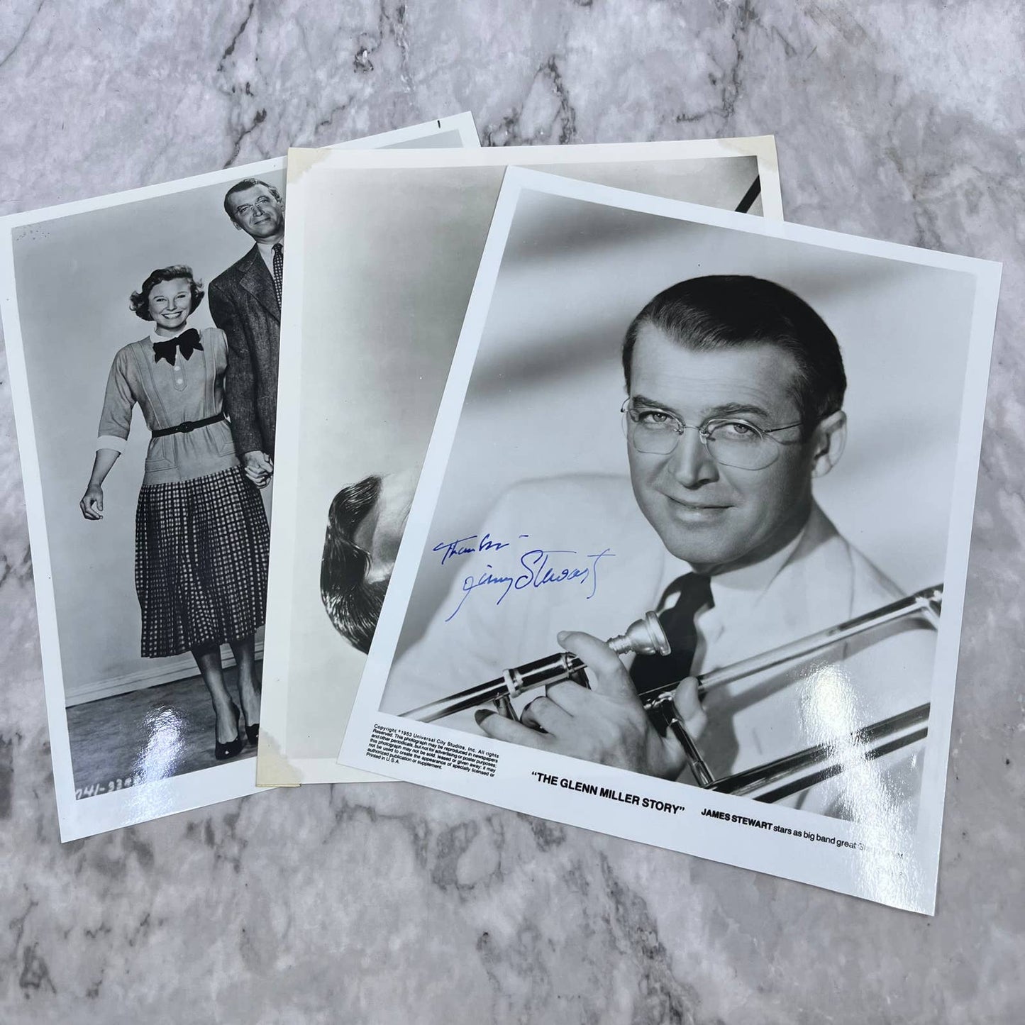 1953 SIGNED James Stewart In The Glenn Miller Story Movie Still Lot of 3 FL5