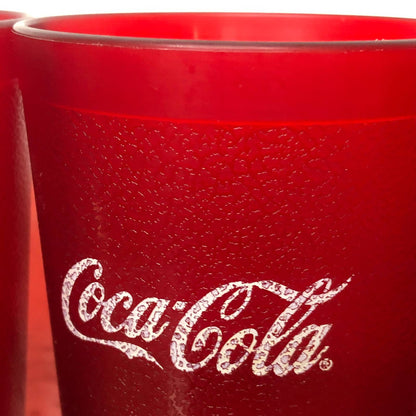 Vintage Coca-Cola Tumbler Glass Red Hard Textured Plastic Restaurant 24oz Set 4
