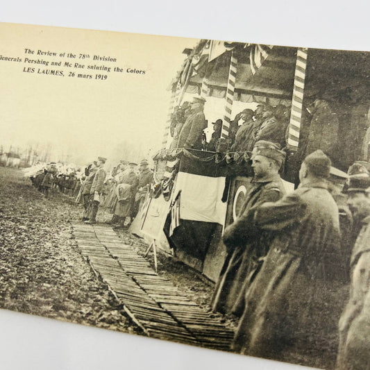 c1918 Postcard WWI Review 78th Division General Pershing & Mc Rae Les Laumes PA9