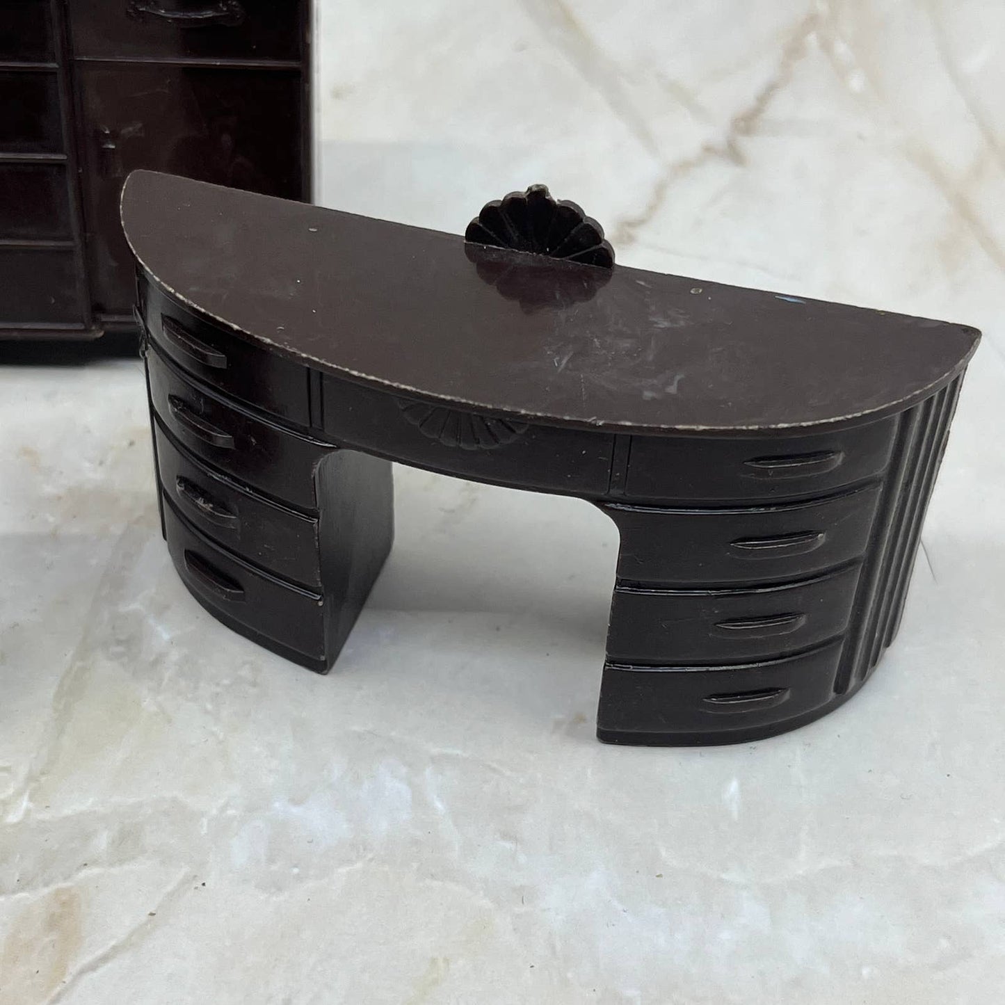 Plasco Brown Dresser Vanity Nightstand Doll House Furniture 4 Piece Lot TC5