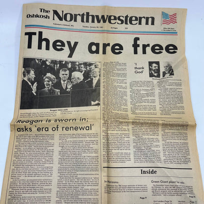 1981 Jan 20 OSHKOSH DAILY NORTHWESTERN Newspaper Reagan Sworn In TI6-13