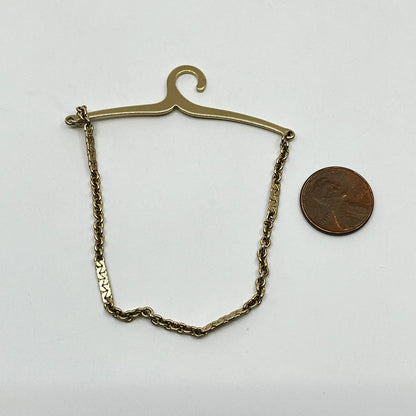 Vintage MCM Gold Tone Tie Chain Over Button Hanger Tie Bar Chain Clip SD4