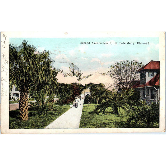 Antique 1922 Postcard Second Avenue North St. Petersburg Florida SF2