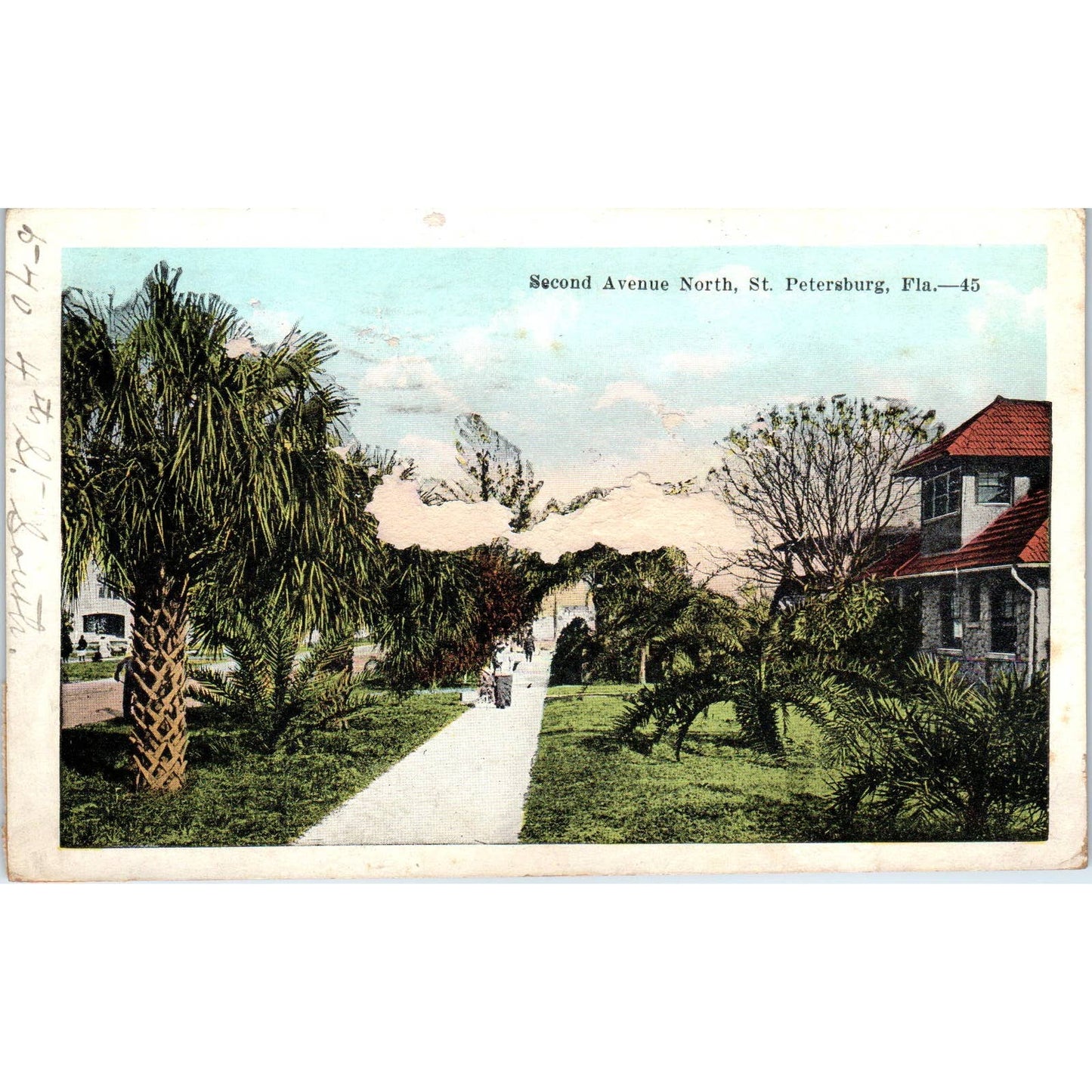 Antique 1922 Postcard Second Avenue North St. Petersburg Florida SF2