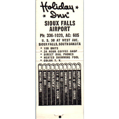 Holiday Inn Holidex System Sioux Falls SD Advertising Matchbook Cover SA1-M2