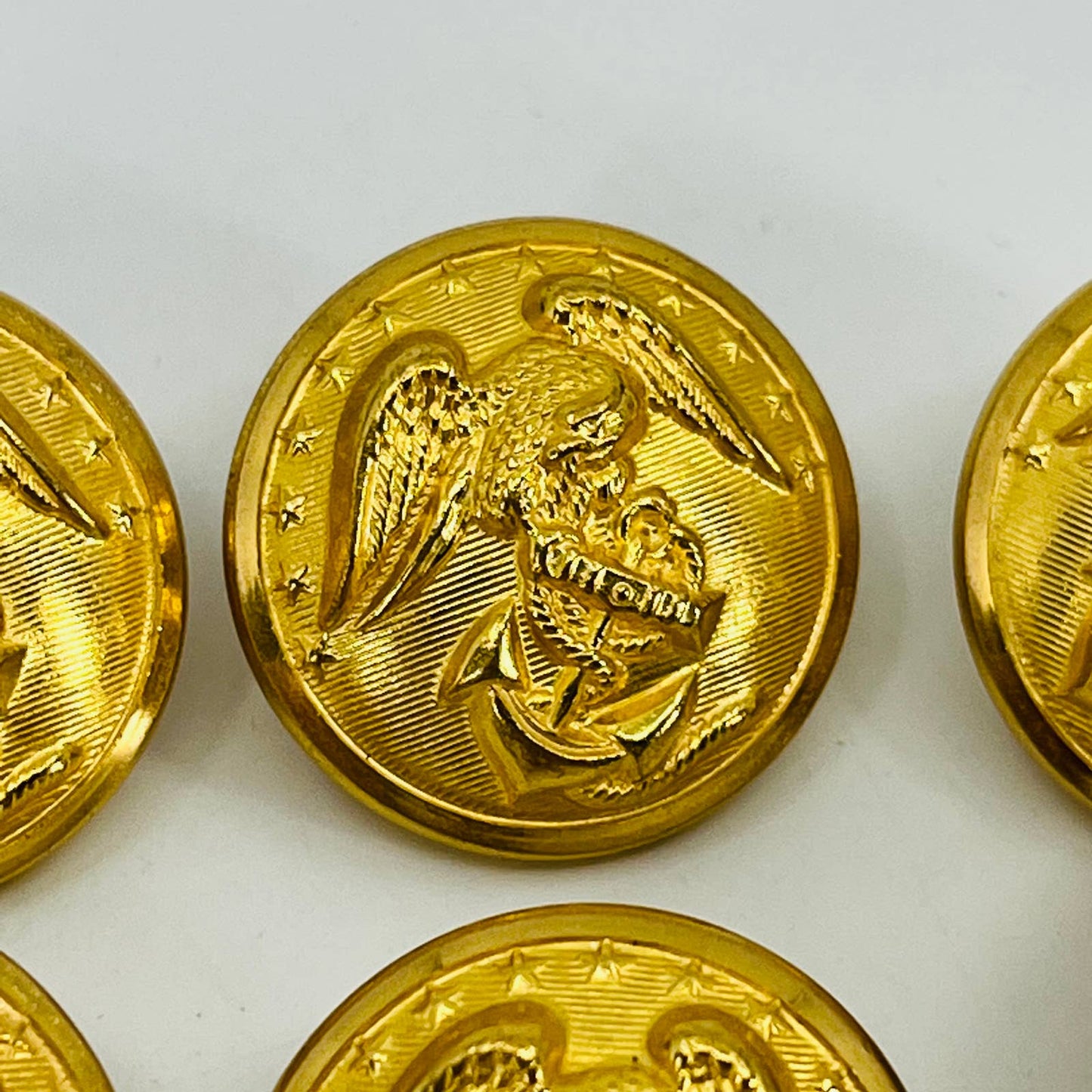 Anodized Gold Marine Uniform Large Button Waterbury Button Co LOT OF 6 SB5-1