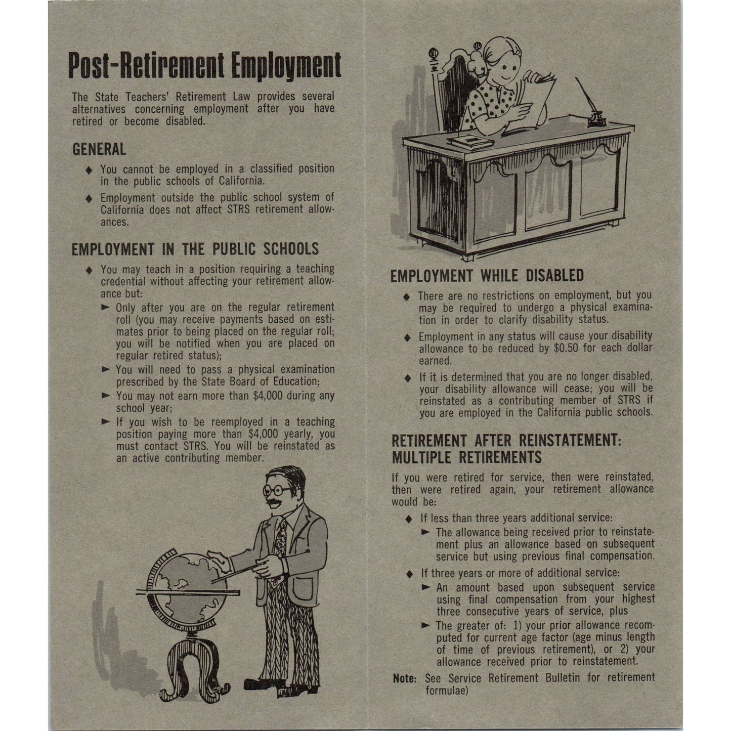 1972 State of California Teachers Retirement System Post Retirement Brochure AD7