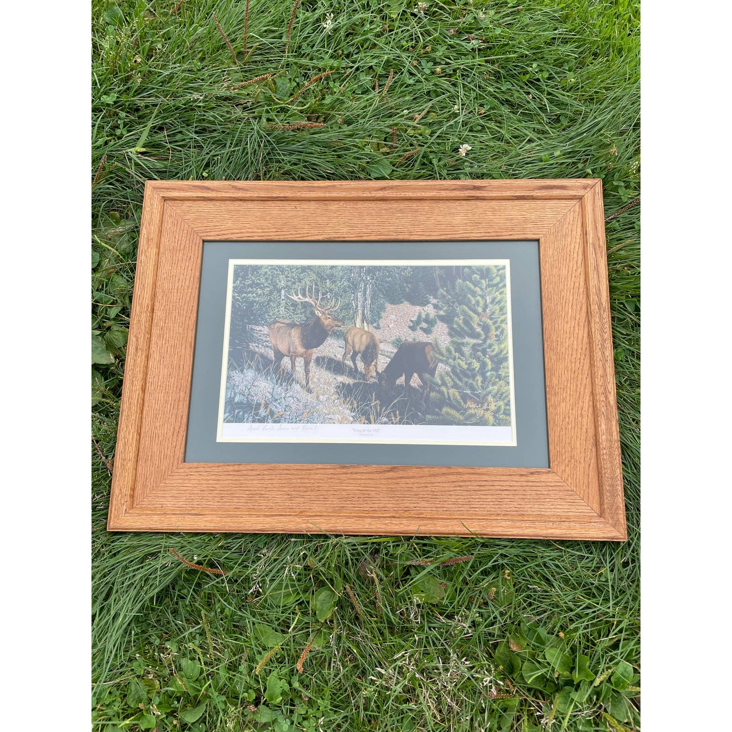 Vintage Signed Framed and Matted Print Patrick Gibbs Hunting “King of the Hill”