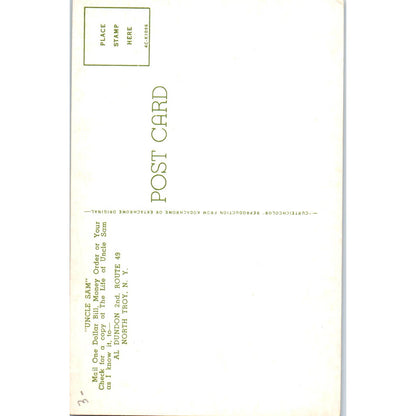 Uncle Sam Al Dundon 2nd Troy New York - Original Postcard TJ7-RP1