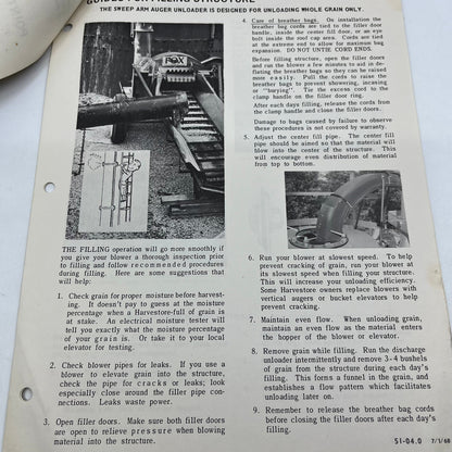 1968 AO Smith Harvestore Sweep Arm Auger AU-51 Operator's Manual L4-2