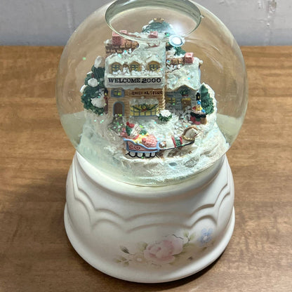 VTG PFALTZGRAFF Perennials Tea Rose Holiday Snow Globe Musical w Box 2000 TB1