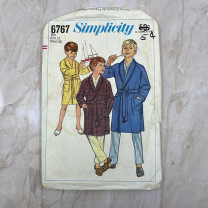 1960s Simplicity #6767 Boy's Robe Housecoat Pattern Size 10 Chest 28 TE5