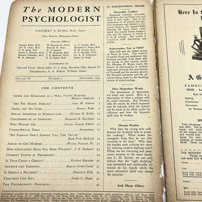 1935 November - The Modern Psychologist Magazine Dagobert D. Runes TF3