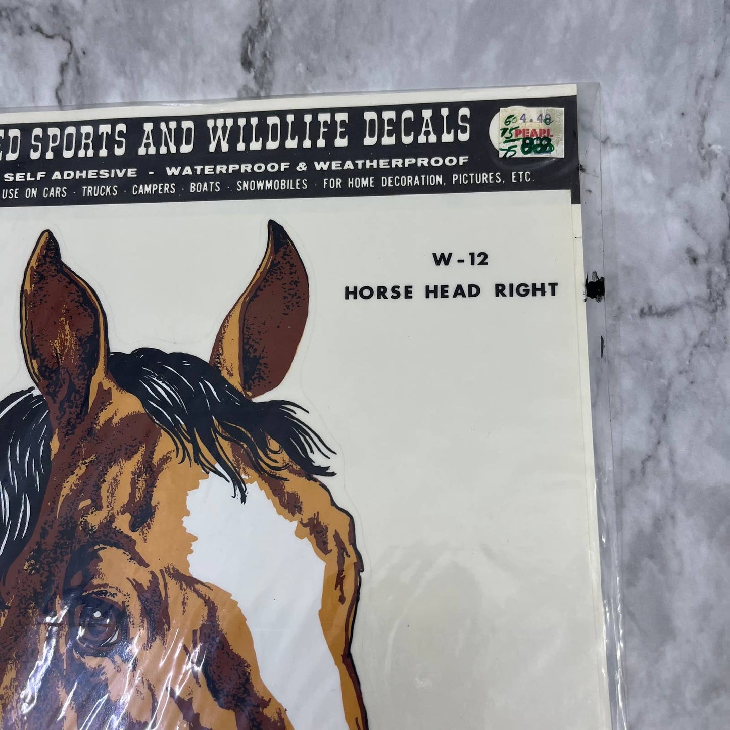 1977 NEW NOS Decorcal Sports & Wildlife Decal W-12 Horse Head Right FL5
