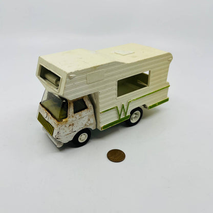 1973 Vintage Tonka Winnebago RV Camper White Tan and Green Mini Winnie 6” TD2