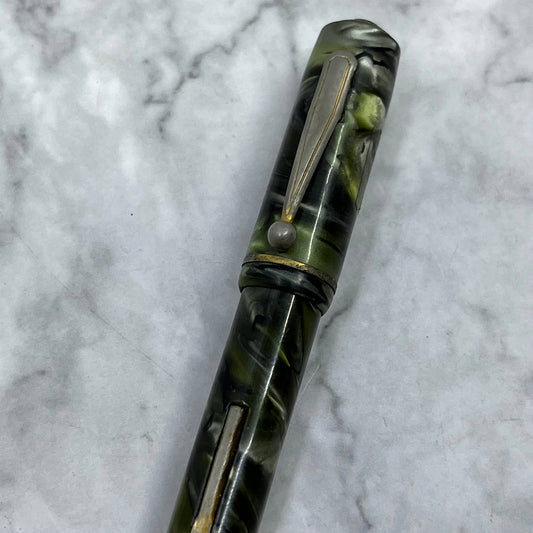 Vintage Marbleized Green 4" Celluloid Fountain Pen SE6