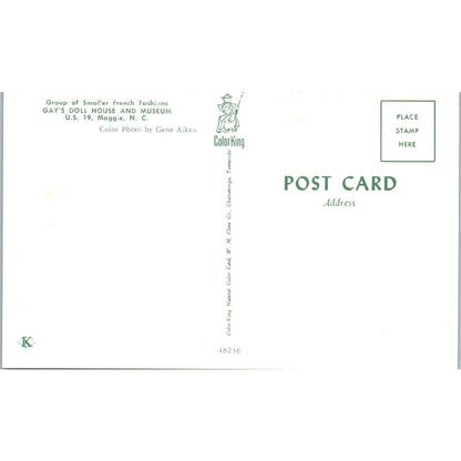 Group of French Fashion Dolls Gay's Doll House & Museum Maggie NC Postcard PB8