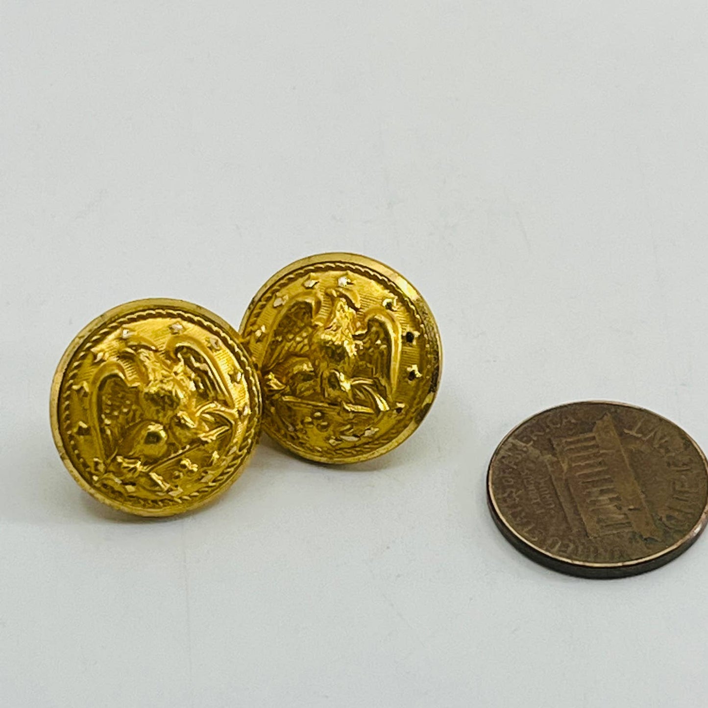 Early Union US Navy Military Eagle Brass Uniform Linked Button LOT OF 2 SB5-12