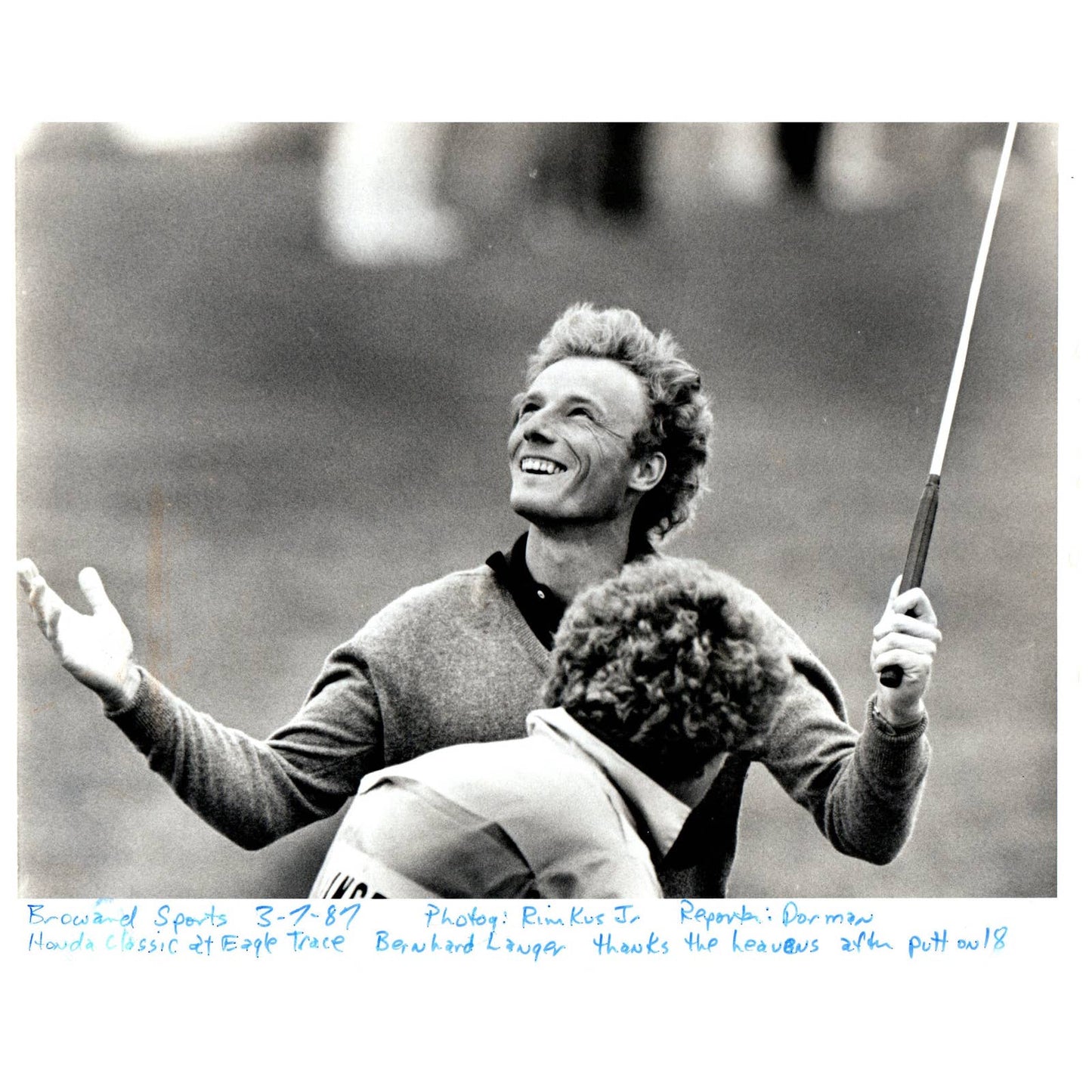 1987 Press Photo Golf Bernhard Langer Eagle Trace Honda Classic 8x10" AD2