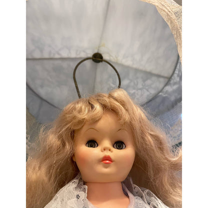 Vintage B. A. Doll Lamp Nightlight Boudoir Victorian Dress Bruce WI - WORKS