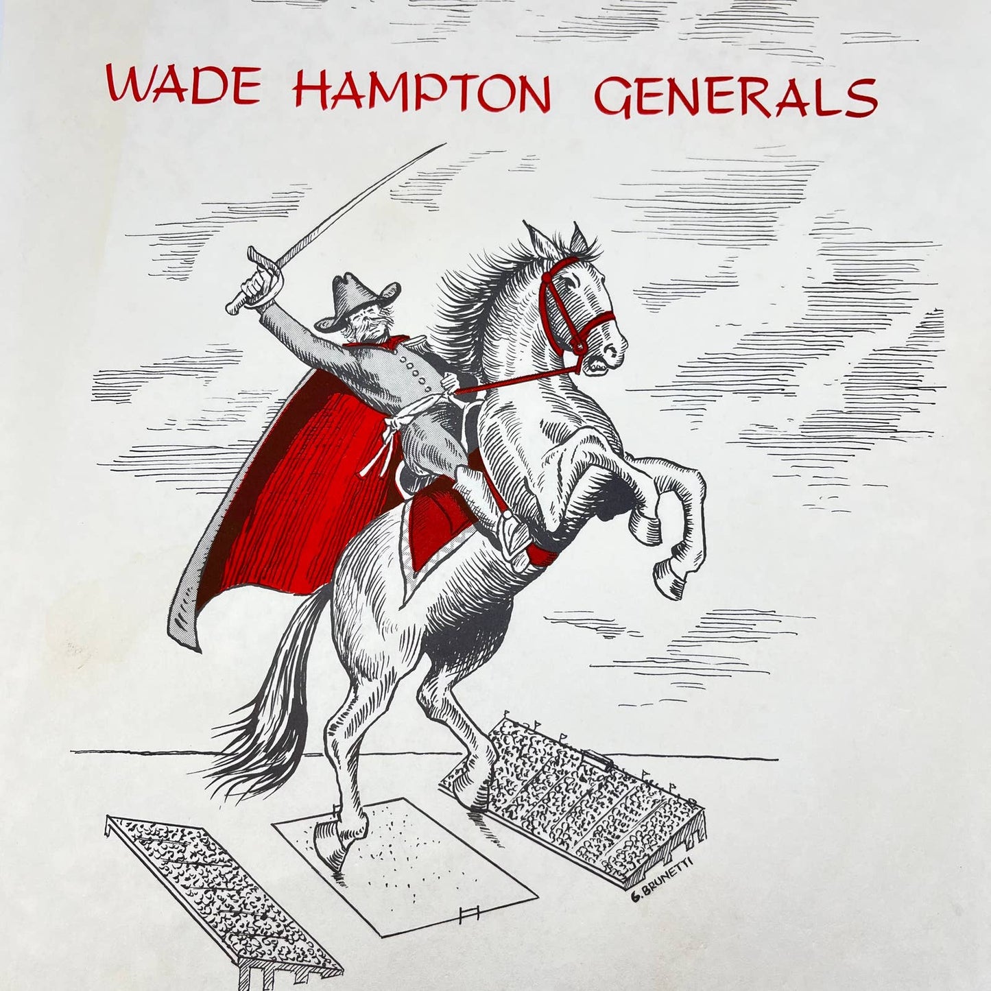 Vintage Wade Hampton High School Greenville South Carolina Generals Poster FL1