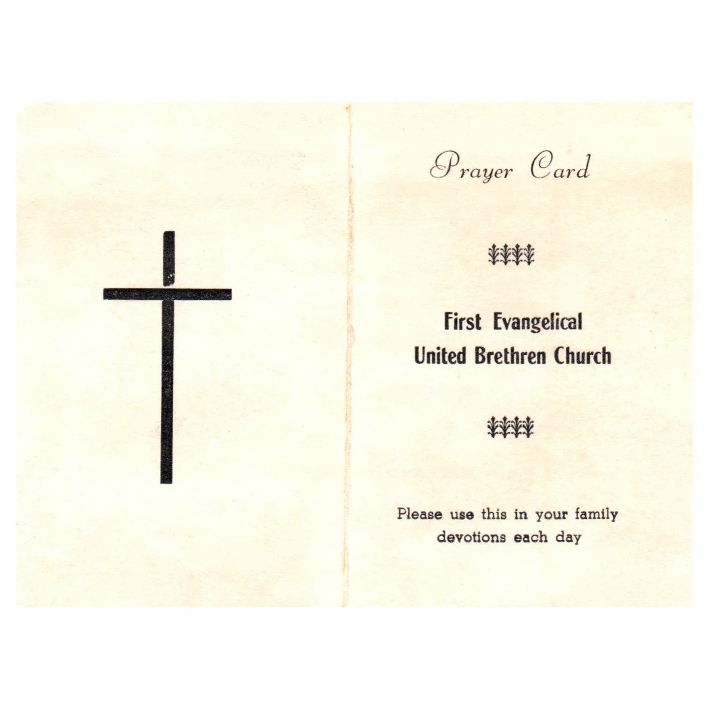 1920s First Evangelical United Brethren Church Kendallville IN Prayer Card SF3-5
