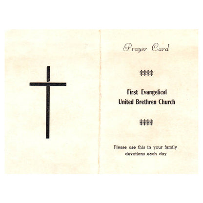 1920s First Evangelical United Brethren Church Kendallville IN Prayer Card SF3-5