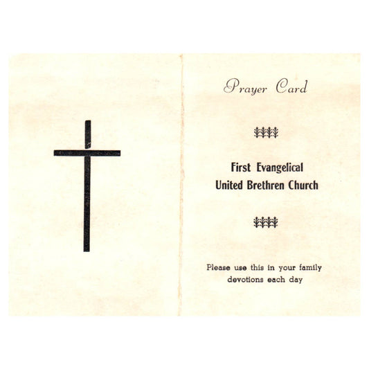 1920s First Evangelical United Brethren Church Kendallville IN Prayer Card SF3-5