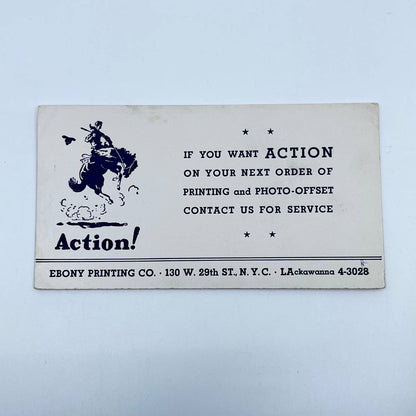 1930s Blotter Card Ebony Printing Co. Bucking Bronco New York City SC8