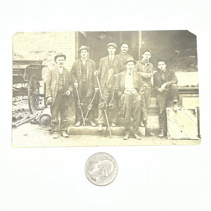 Antique RPPC Postcard Group of Carriage Repair Men w/ Pipe Threading Dies AC2