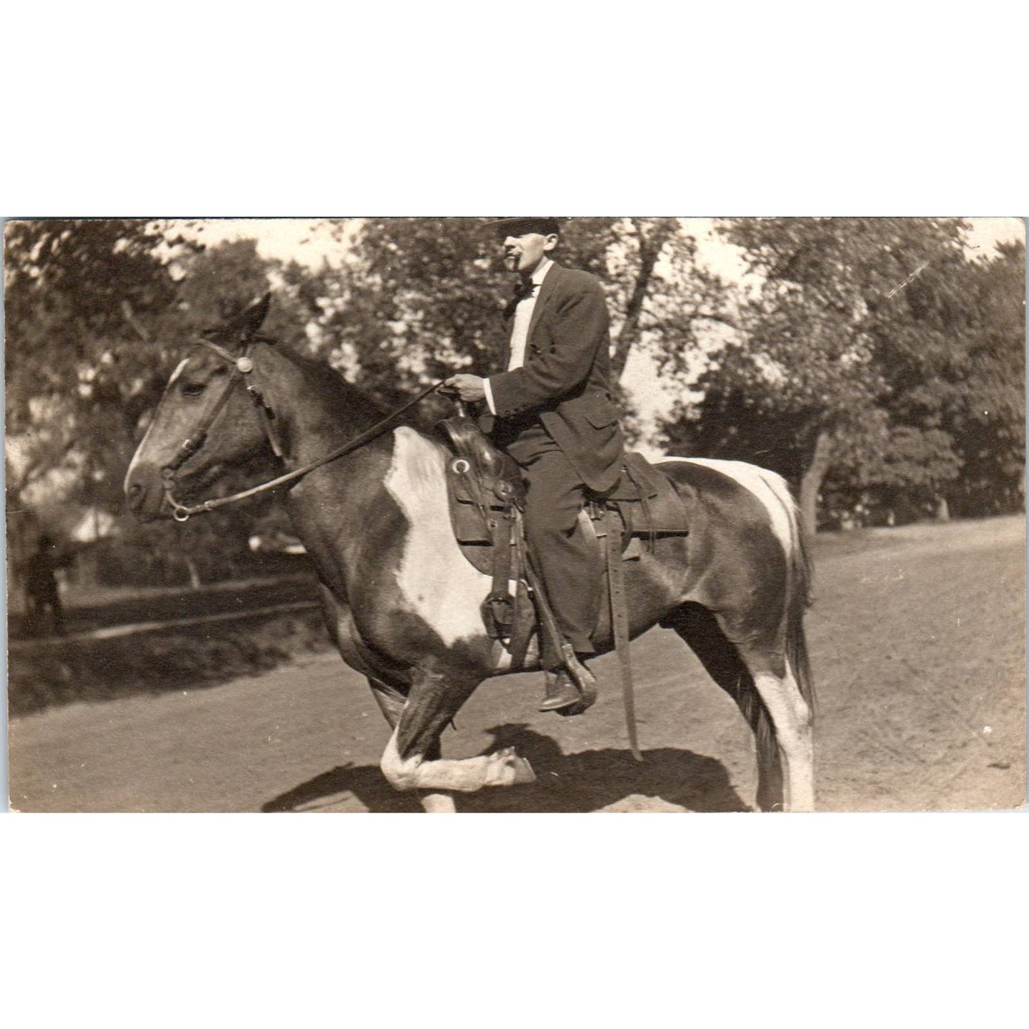 Antique Postcard RPPC Man on Horse Omaha Nebraska c1910 SE8