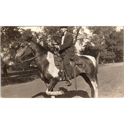 Antique Postcard RPPC Man on Horse Omaha Nebraska c1910 SE8