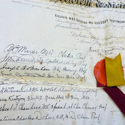 1911 Certificate Doctorate of Medicine Elwood Vaughan Hunt Baltimore City MD FL2