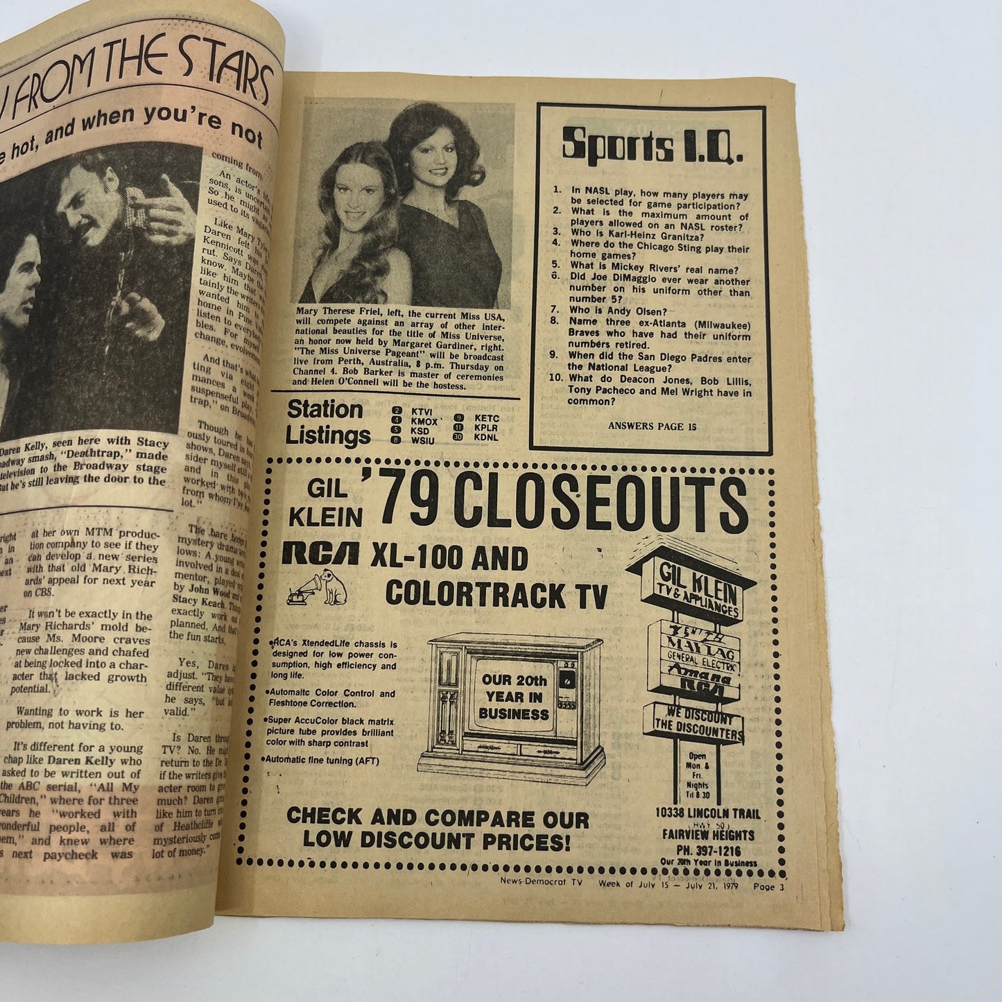 1979 Jul 15 Bellville IL News-Democrat TV Listings Miss Universe Pageant A18