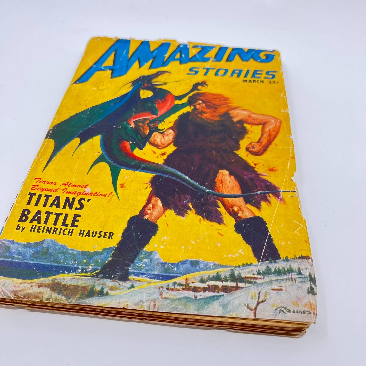 1947 Amazing Stories Pulp Science Fiction March Vol. 21, #3 Titans’ Battle TA3