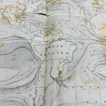 Original 1859 Civil War Map Great Currents and Drifts of the Ocean 13 x 23” FL1