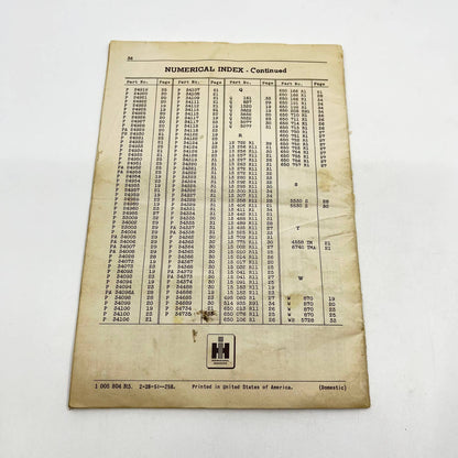 1951 McCormick Deering No. 10-A Tractor Disk Harrow Owners Manual IH TC6
